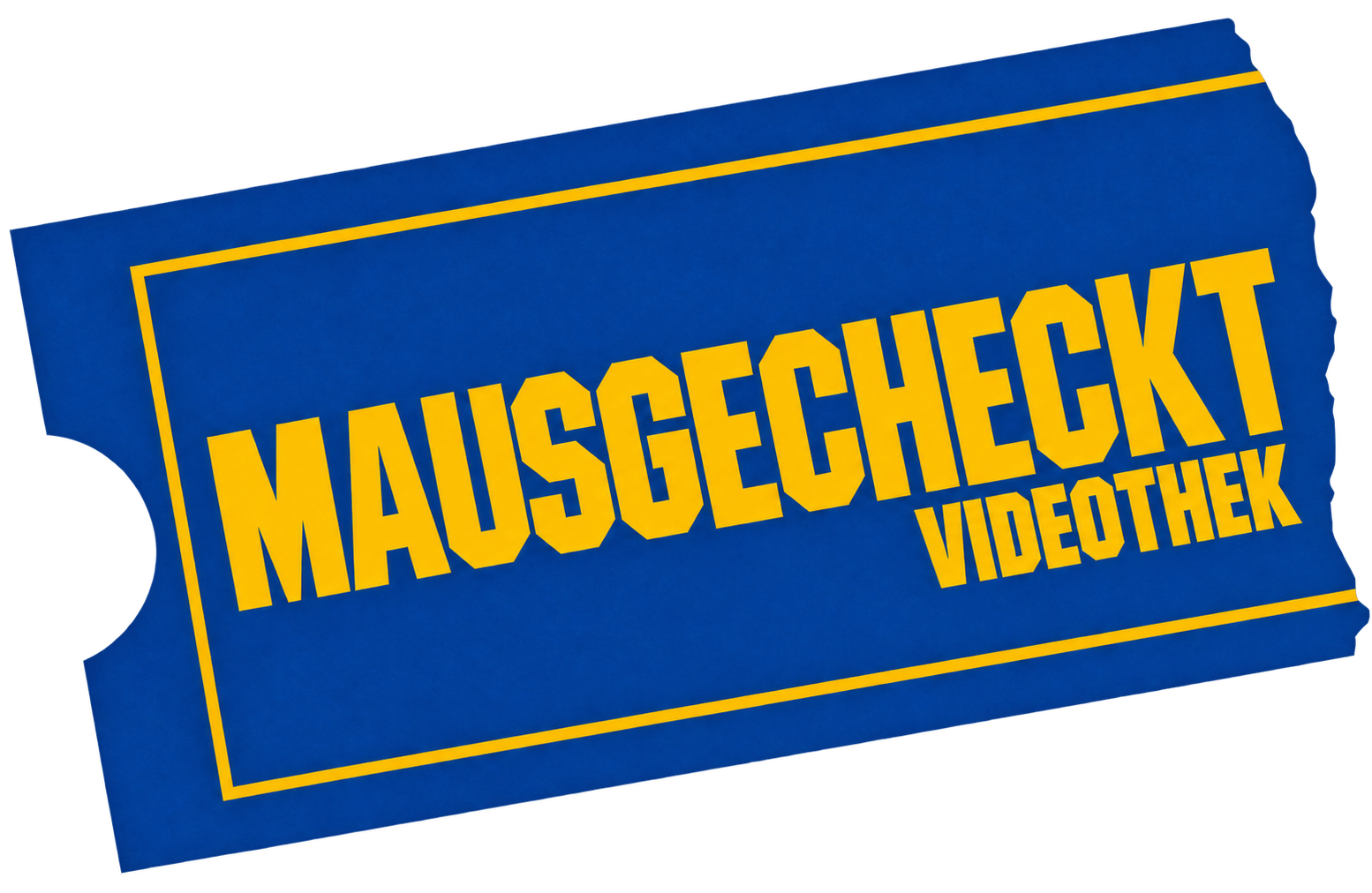 Mausgecheckt Videothek – blau-gelbes Ticket
